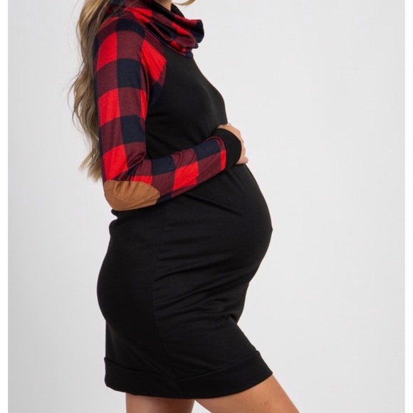 red plaid maternity dress